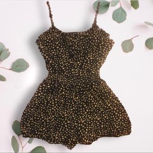 Forever 21 Black & Tan Polka Dotted Romper